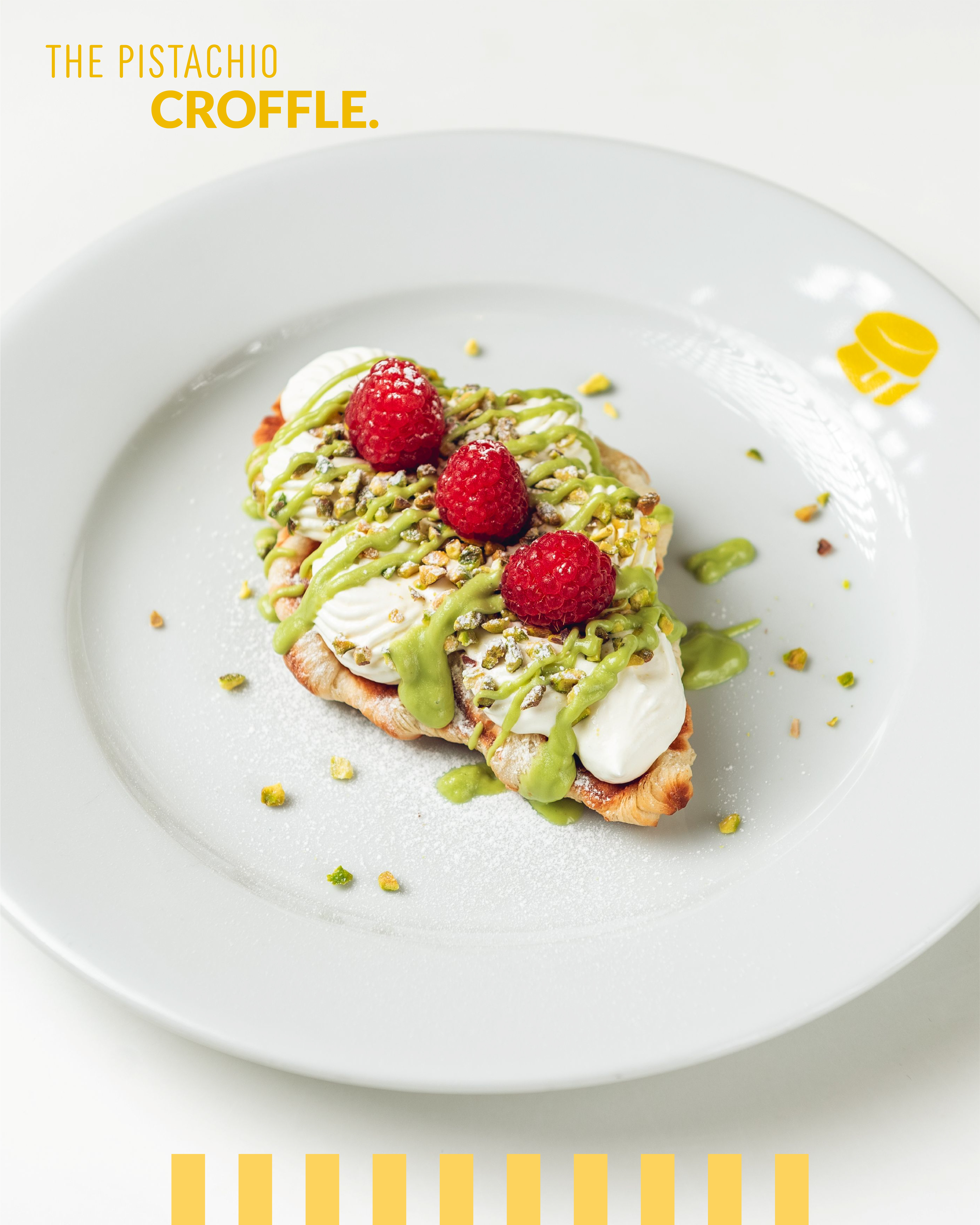 Fuwa Fuwa pistachio croffle campaign plate.